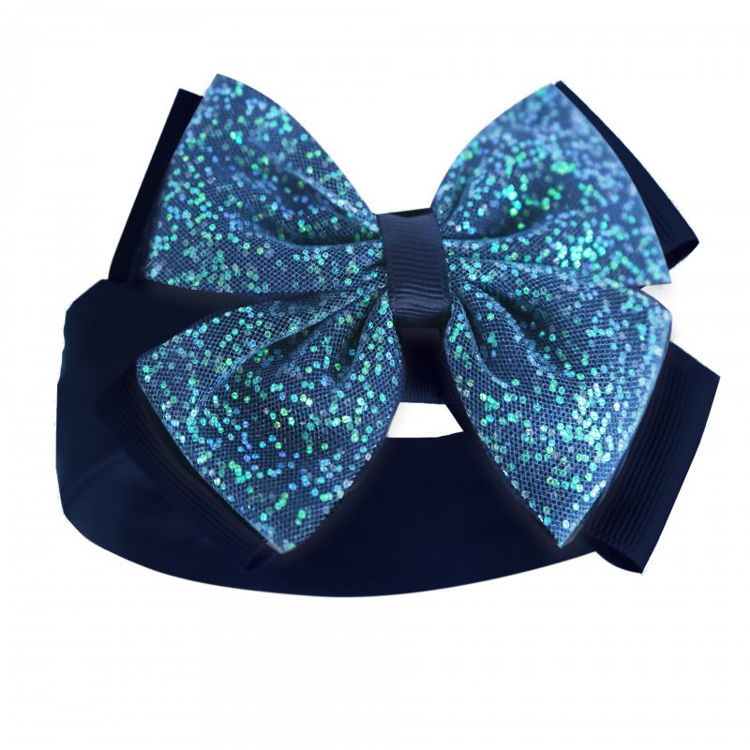 Picture of HB92 – F3127 - 6938 HEADBAND W/GLITTER BOW NAVY